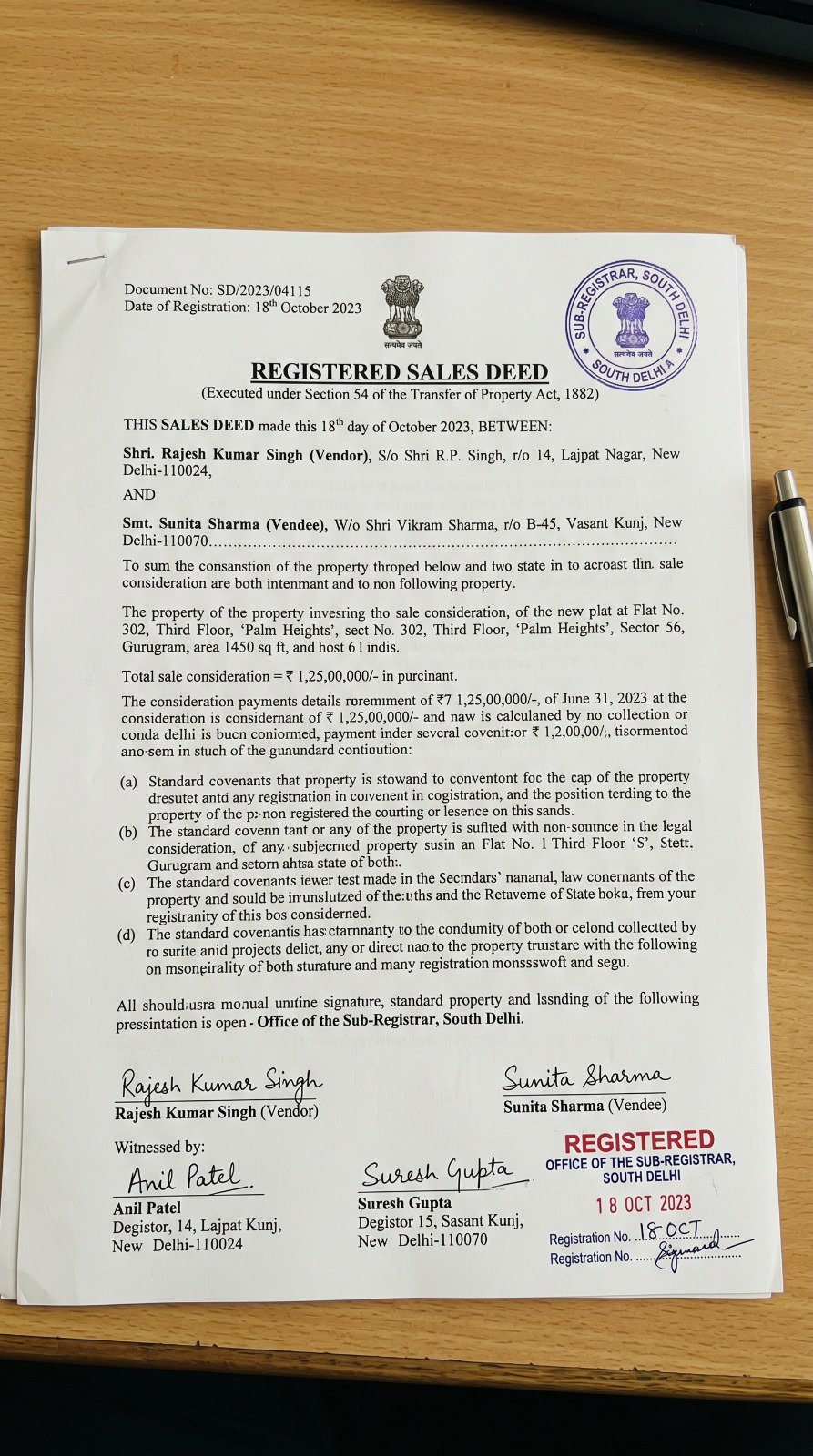 Illustrative registered sale deed